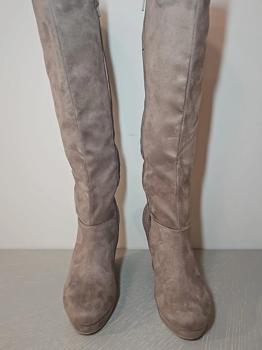 Charlotte Russe Manifest Taupe Knee High Wedge Boots Size 8 NEW IN BOX